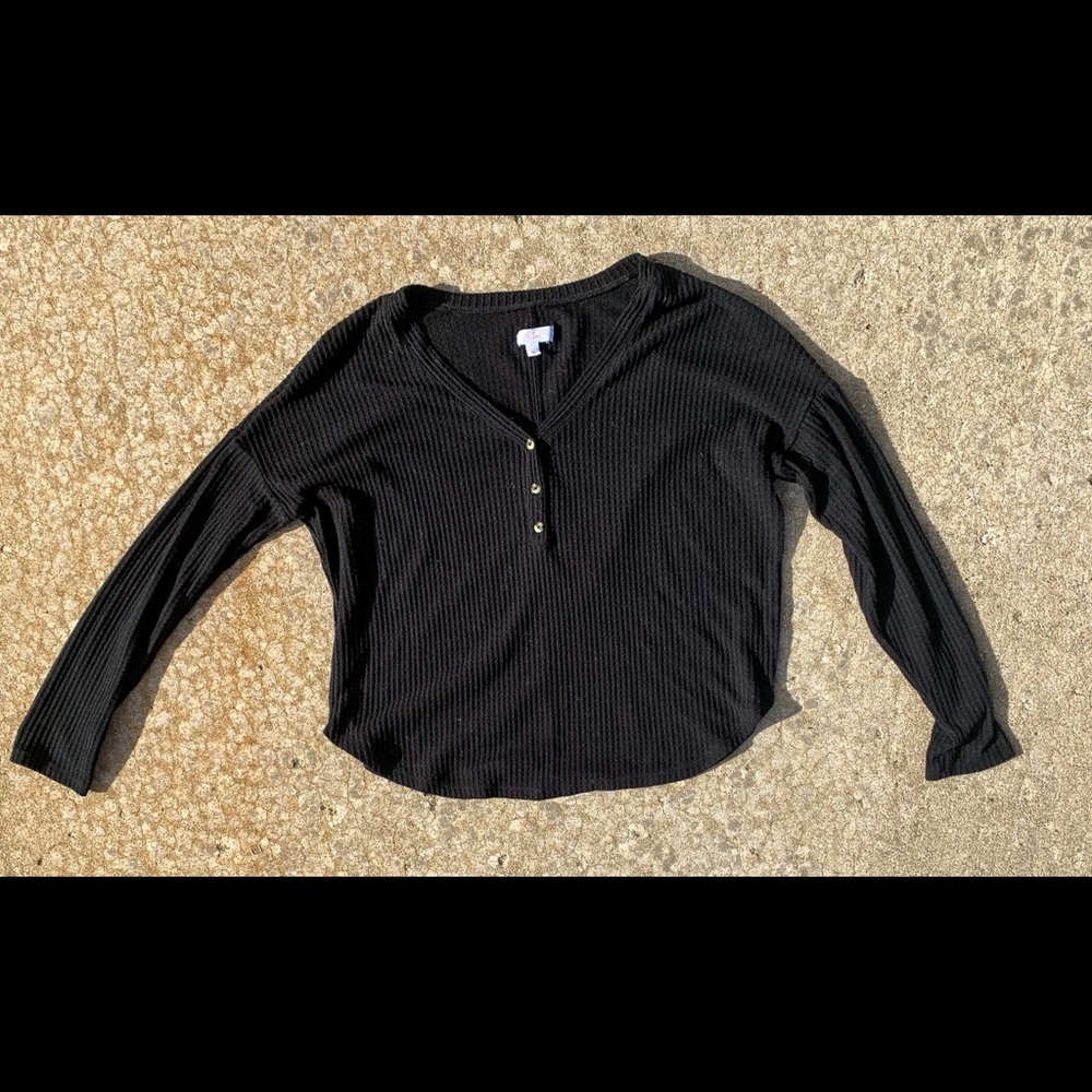 Colsie Long Sleeve Waffle Knit Shirt